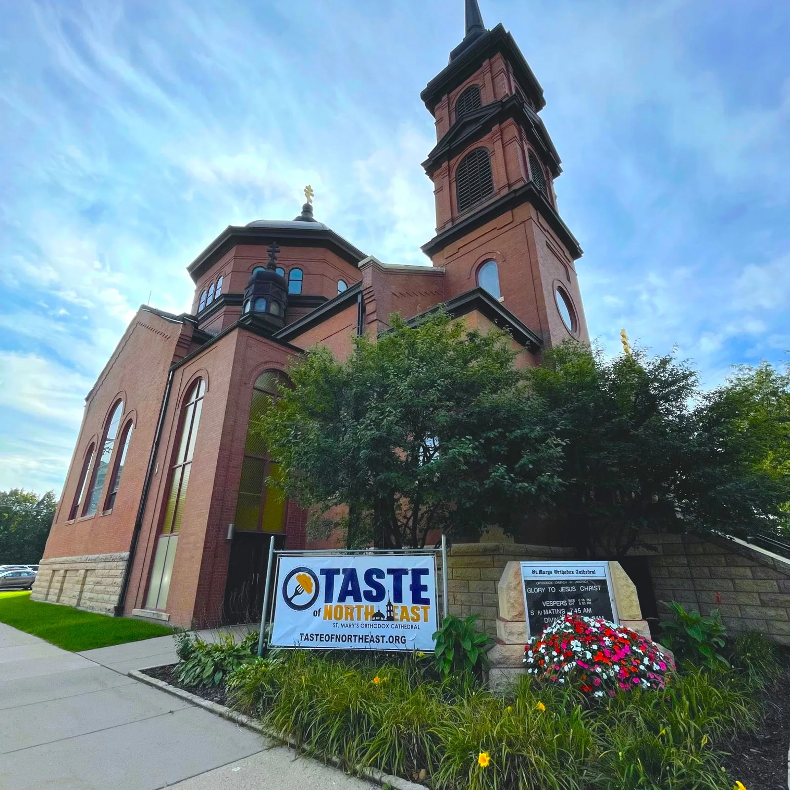 St. Mary's Orthodox Cathedral with the Taste of Northeast banner